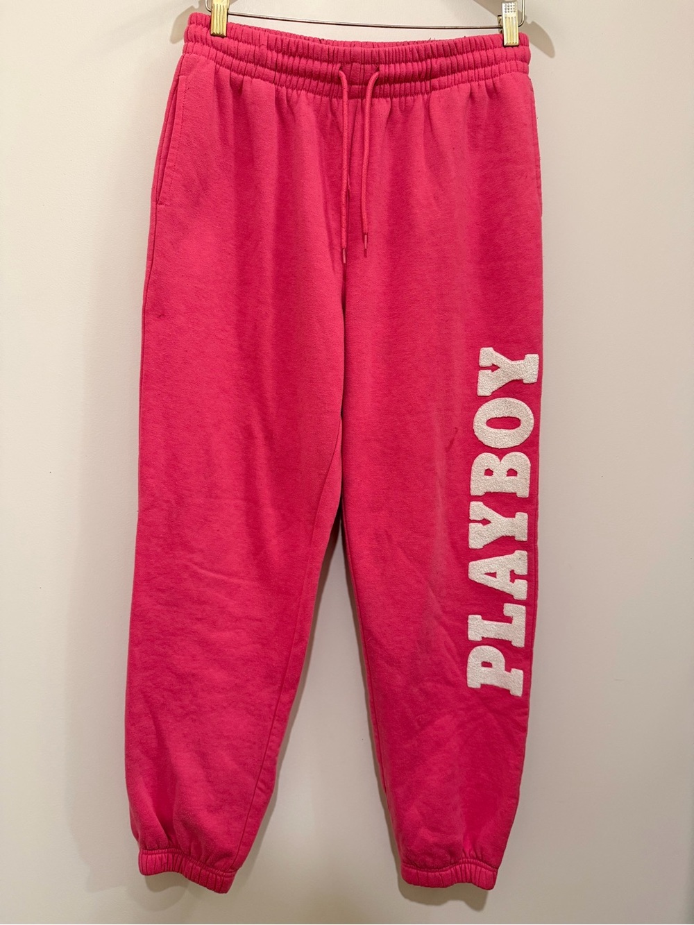 PLAYBOY Hot Pink Sweatpants with White Logo Tag Size M